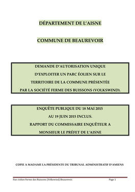 Département De L'aisne Commune De Beaurevoir
