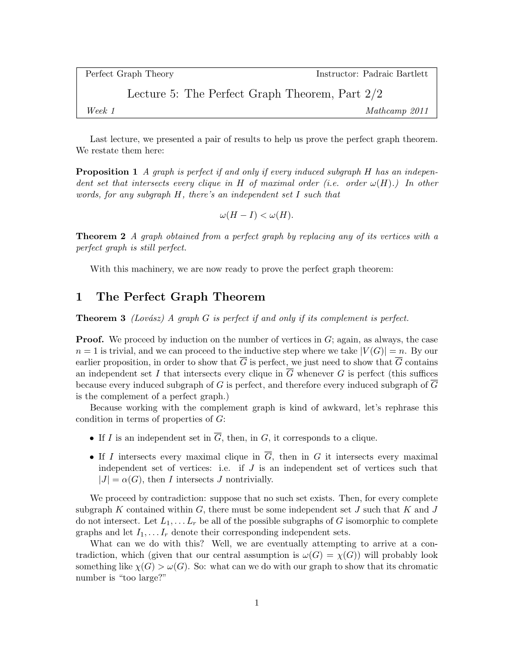 The Perfect Graph Theorem, Part 2/2