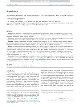 Pharmacokinetics of Phenobarbital in Microenema Via Macy Catheter Versus Suppository Y
