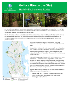 Go for a Hike (In the City) Healthy Environment Stories