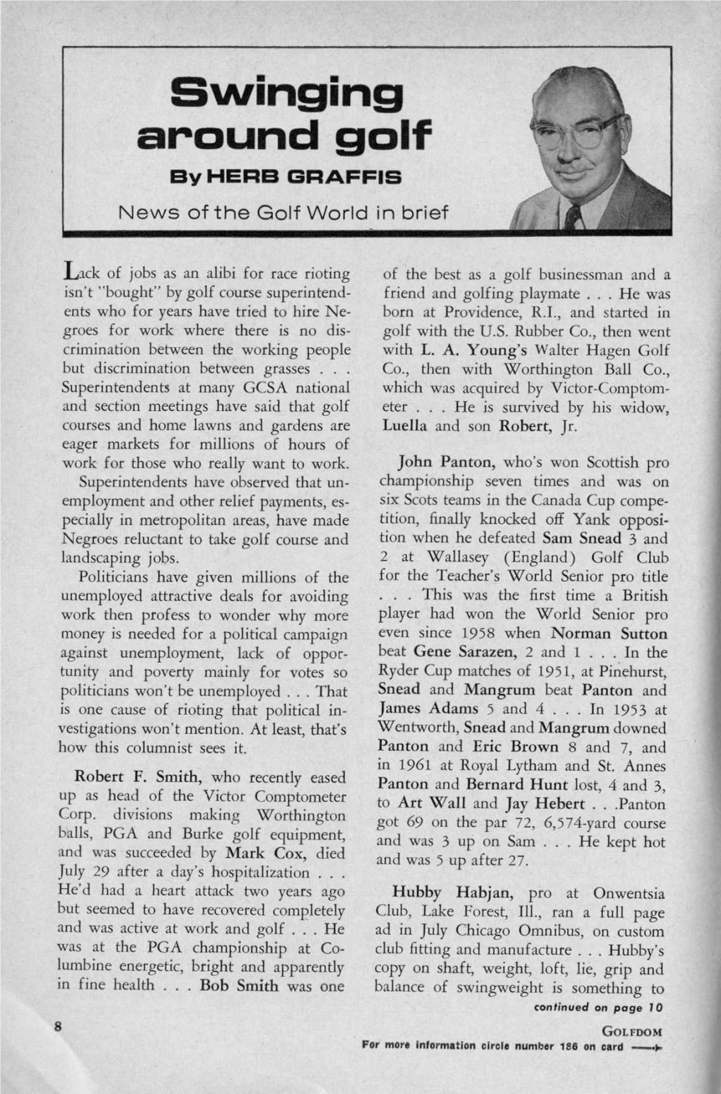 Swinging Around Golf by HERB GRAFFIS News of the Golf World in Brief