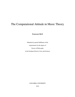 The Computational Attitude in Music Theory