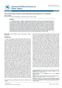 Autochthonous Politics and Capitalist Development in Thailand