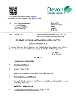 (Public Pack)Agenda Document for Mid Devon Highways and Traffic
