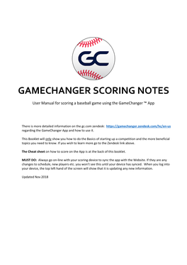 Gamechanger Scoring Notes