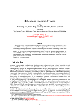 Heliospheric Coordinate Systems