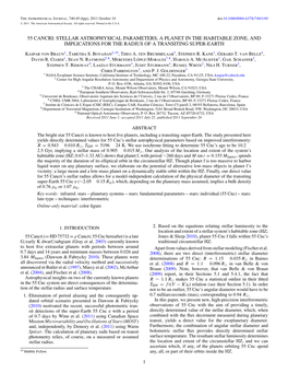 55 Cancri: Stellar Astrophysical Parameters, a Planet in the Habitable Zone, and Implications for the Radius of a Transiting Super-Earth