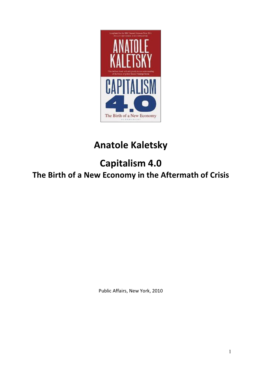 Anatole Kaletsky Capitalism