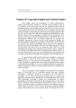 Chapter II: Copyright English and Colonial Origins