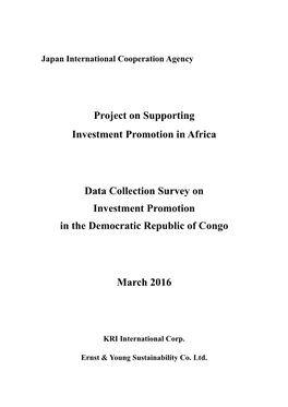 Data Collection Survey on Investment Promotion in the Democratic Republic of Congo
