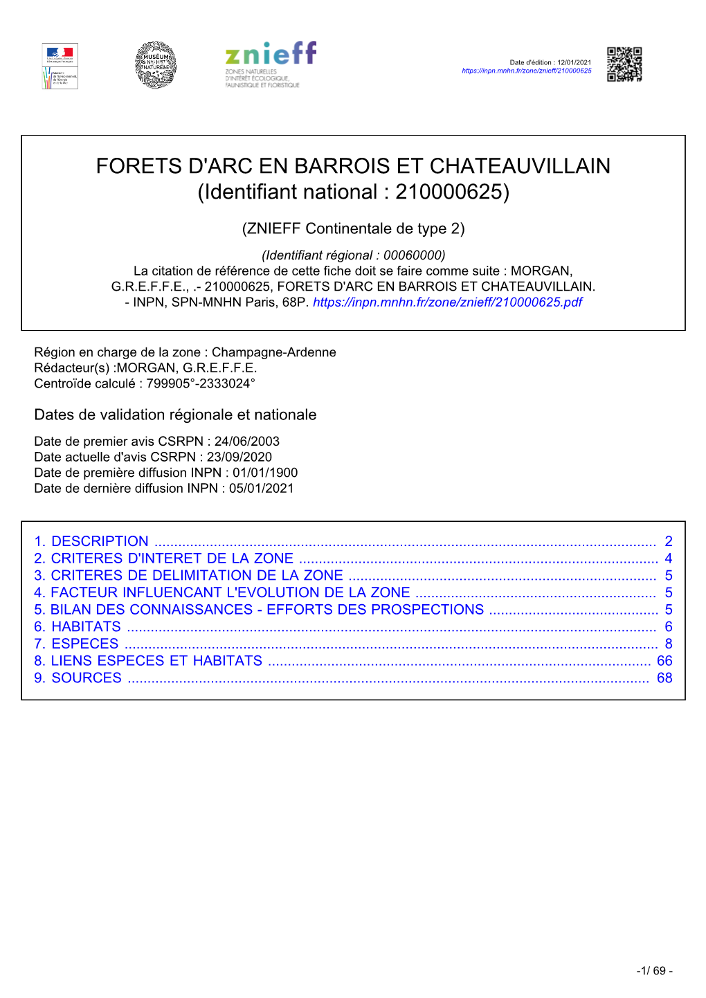 FORETS D'arc EN BARROIS ET CHATEAUVILLAIN (Identifiant National : 210000625)