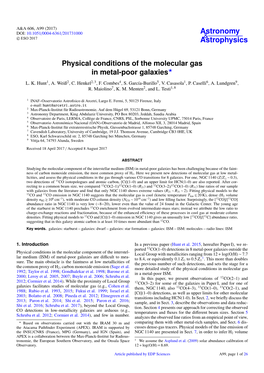 Physical Conditions of the Molecular Gas in Metal-Poor Galaxies? L