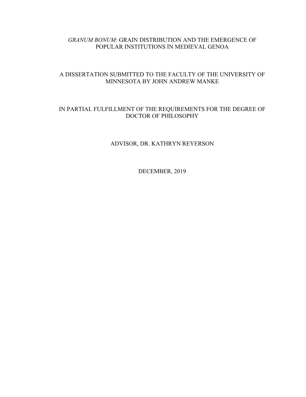 Grain Distribution and the Emergence of Popular Institutions in Medieval Genoa