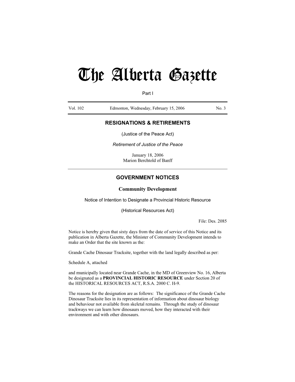 The Alberta Gazette