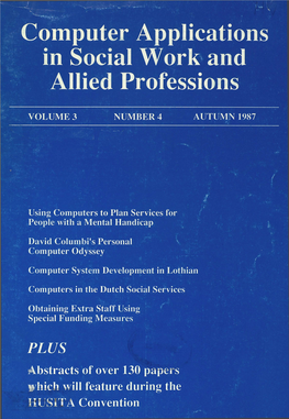 Computer Applications in Social Work and Allied Professions
