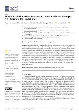 Dose Calculation Algorithms for External Radiation Therapy: an Overview for Practitioners