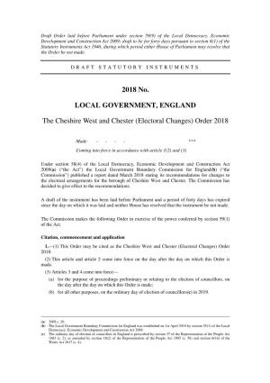 The Cheshire West and Chester (Electoral Changes) Order 2018