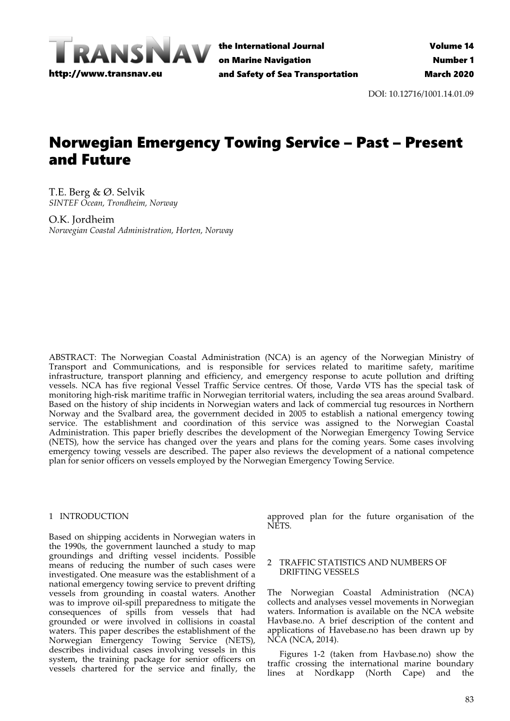 Norwegian Emergency Towing Service – Past – Present and Future