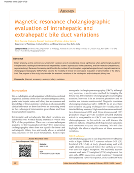 Magnetic Resonance Cholangiographic Evaluation of Intrahepatic And