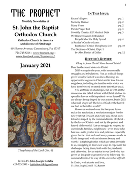 The Prophet in THIS ISSUE: Rector’S Report Pp
