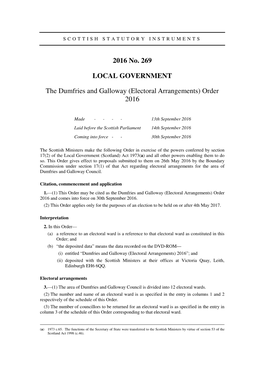 The Dumfries and Galloway (Electoral Arrangements) Order 2016