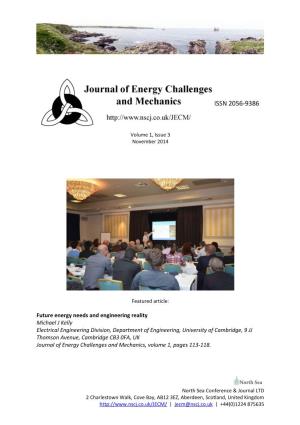 Future Energy Needs and Engineering Reality Michael J Kelly Electrical