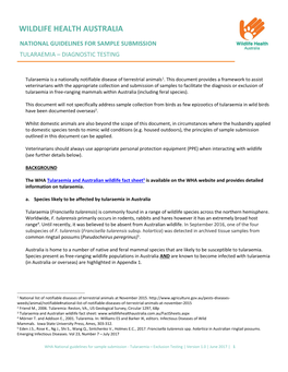 WHA National Guidelines for Sample Submission - Tularaemia – Exclusion Testing | Version 1.0 | June 2017 | 1