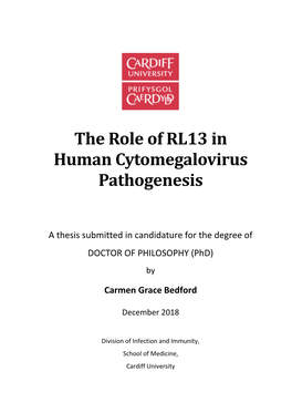 The Role of RL13 in Human Cytomegalovirus Pathogenesis
