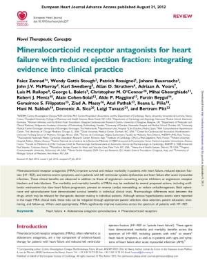 Mineralocorticoid Receptor Antagonists for Heart Failure with Reduced Ejection Fraction: Integrating Evidence Into Clinical Practice