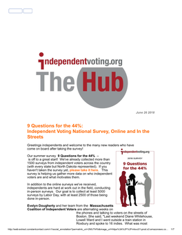 9 Questions for the 44%: Independent Voting National Survey, Online and in the Streets