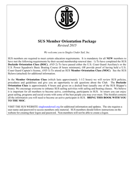 Member Orientation Package Revised 2015