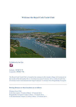 Welcome the Royal Cork Yacht Club