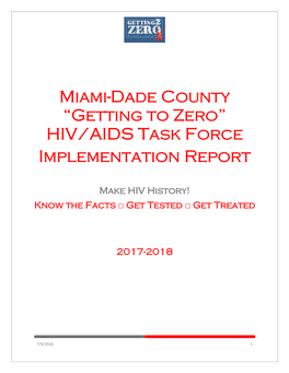 Miami-Dade County “Getting to Zero” HIV/AIDS Task Force Implementation Report