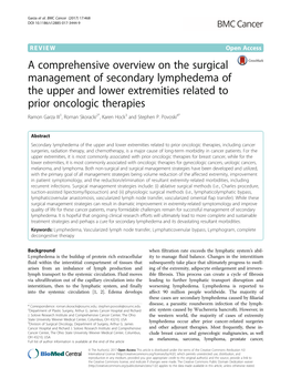 A Comprehensive Overview on the Surgical Management of Secondary Lymphedema of the Upper and Lower Extremities Related to Prior