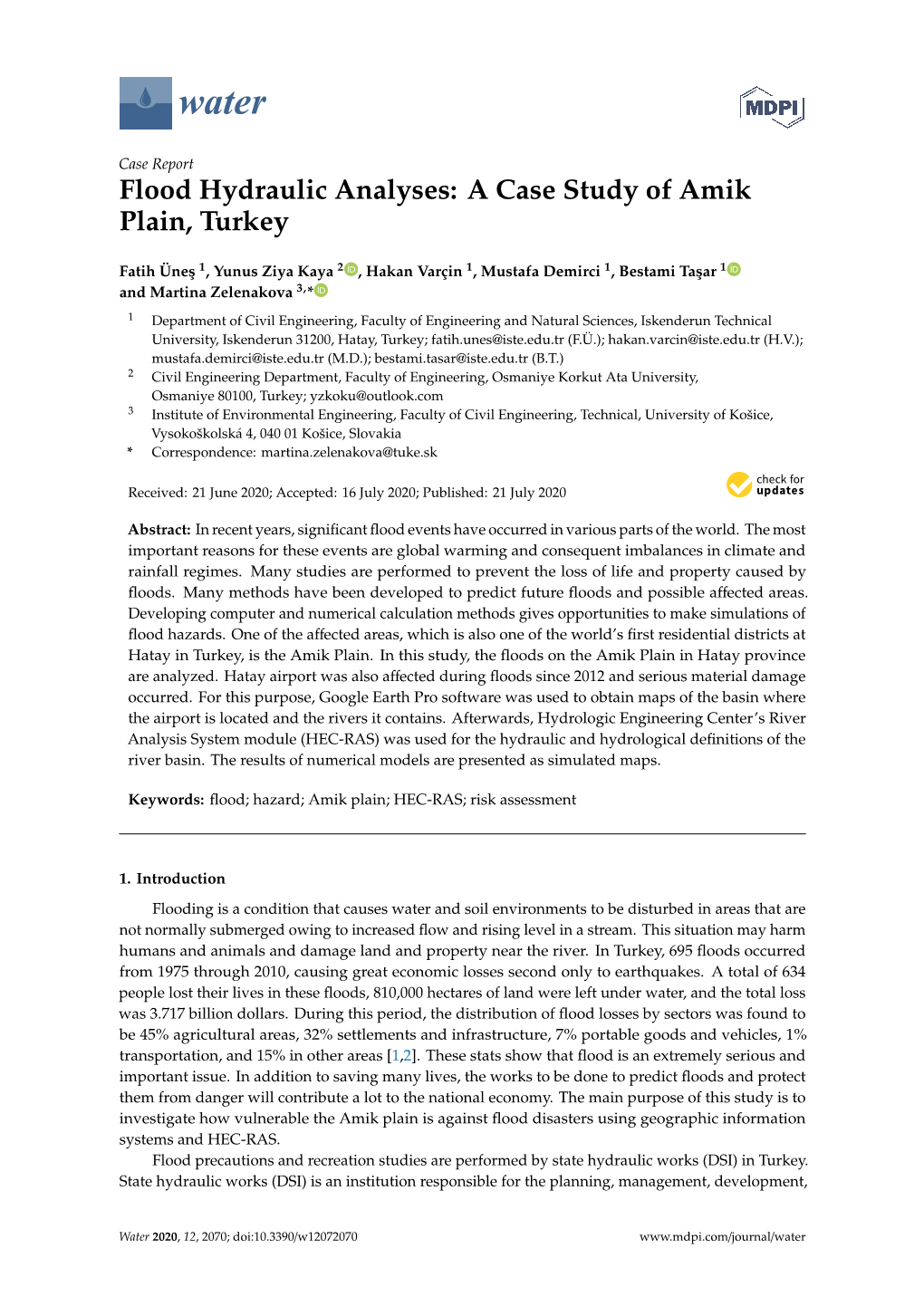 Flood Hydraulic Analyses: a Case Study of Amik Plain, Turkey