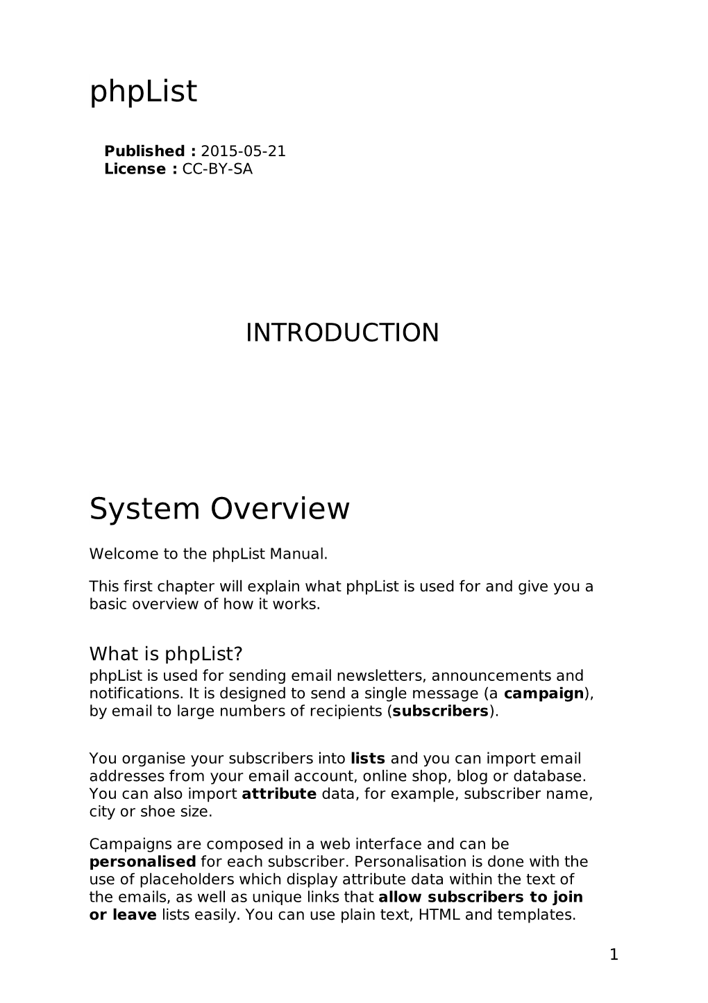 Phplist System Overview