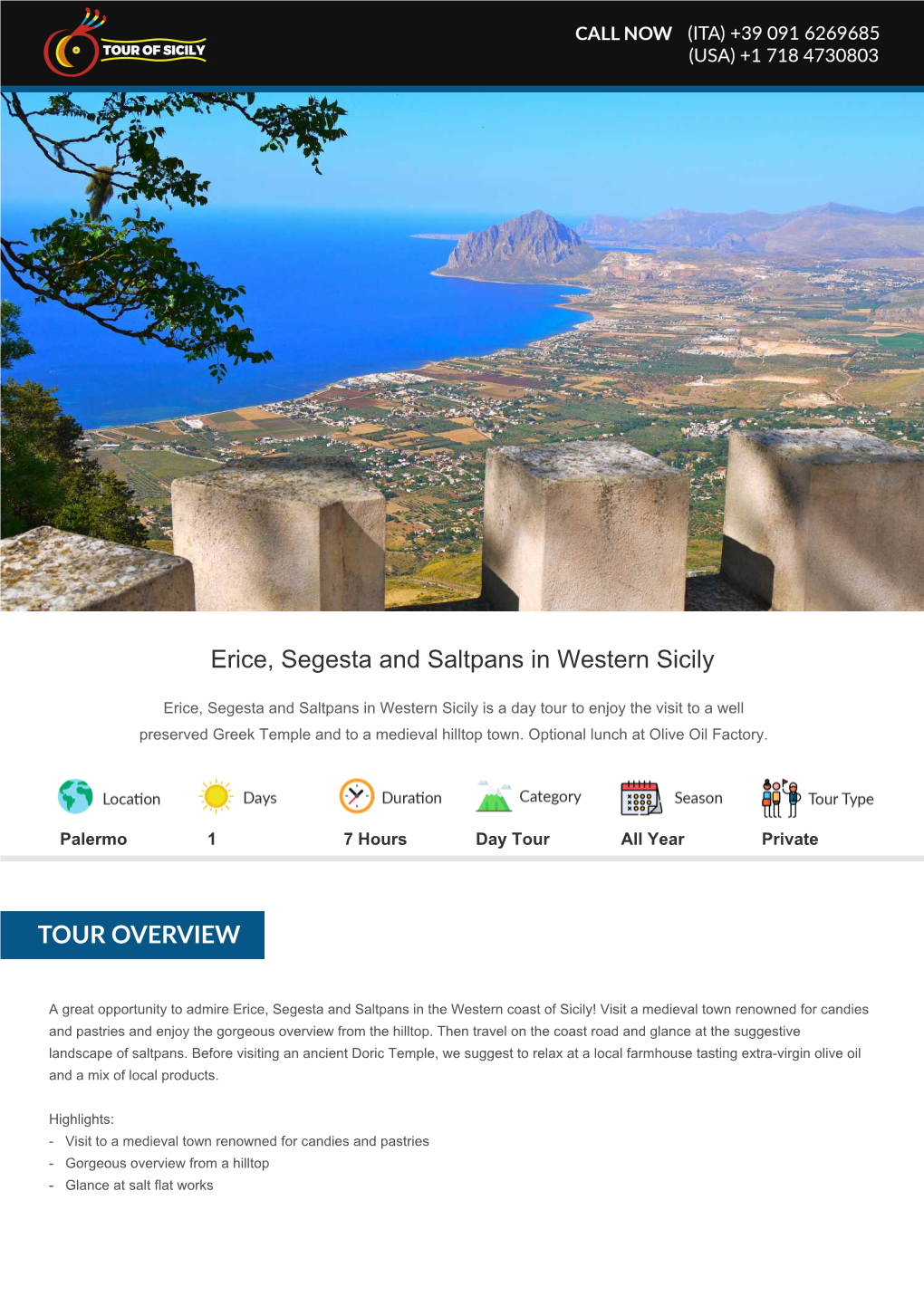 Erice, Segesta and Saltpans in Western Sicily