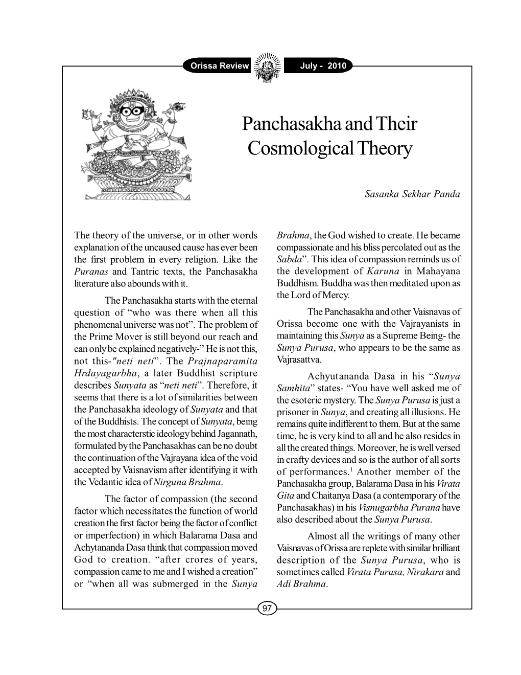 Panchasakha and Their Cosmological Theory