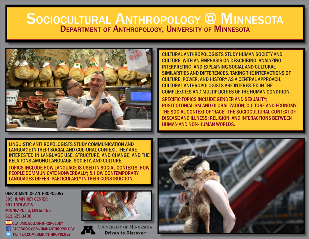 Sociocultural Anthropology @ Minnesota Department of Anthropology, University of Minnesota