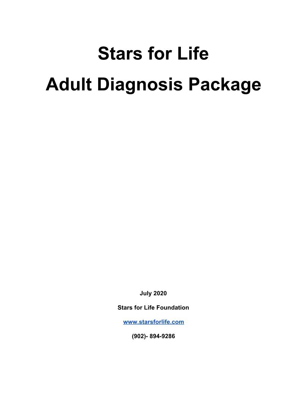 Stars for Life Adult Diagnosis Package