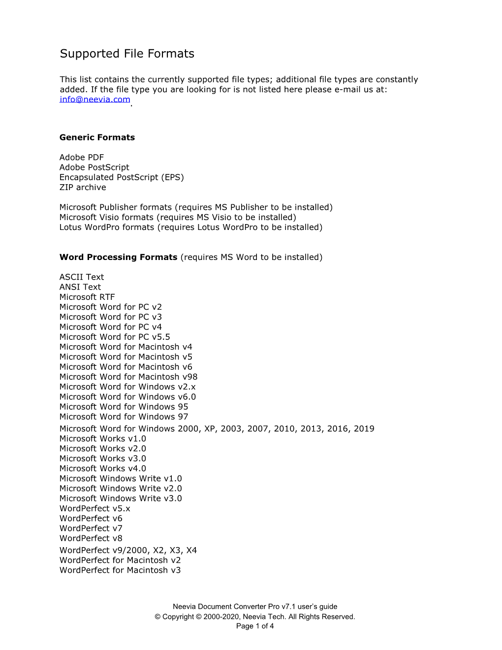 Supported File Formats