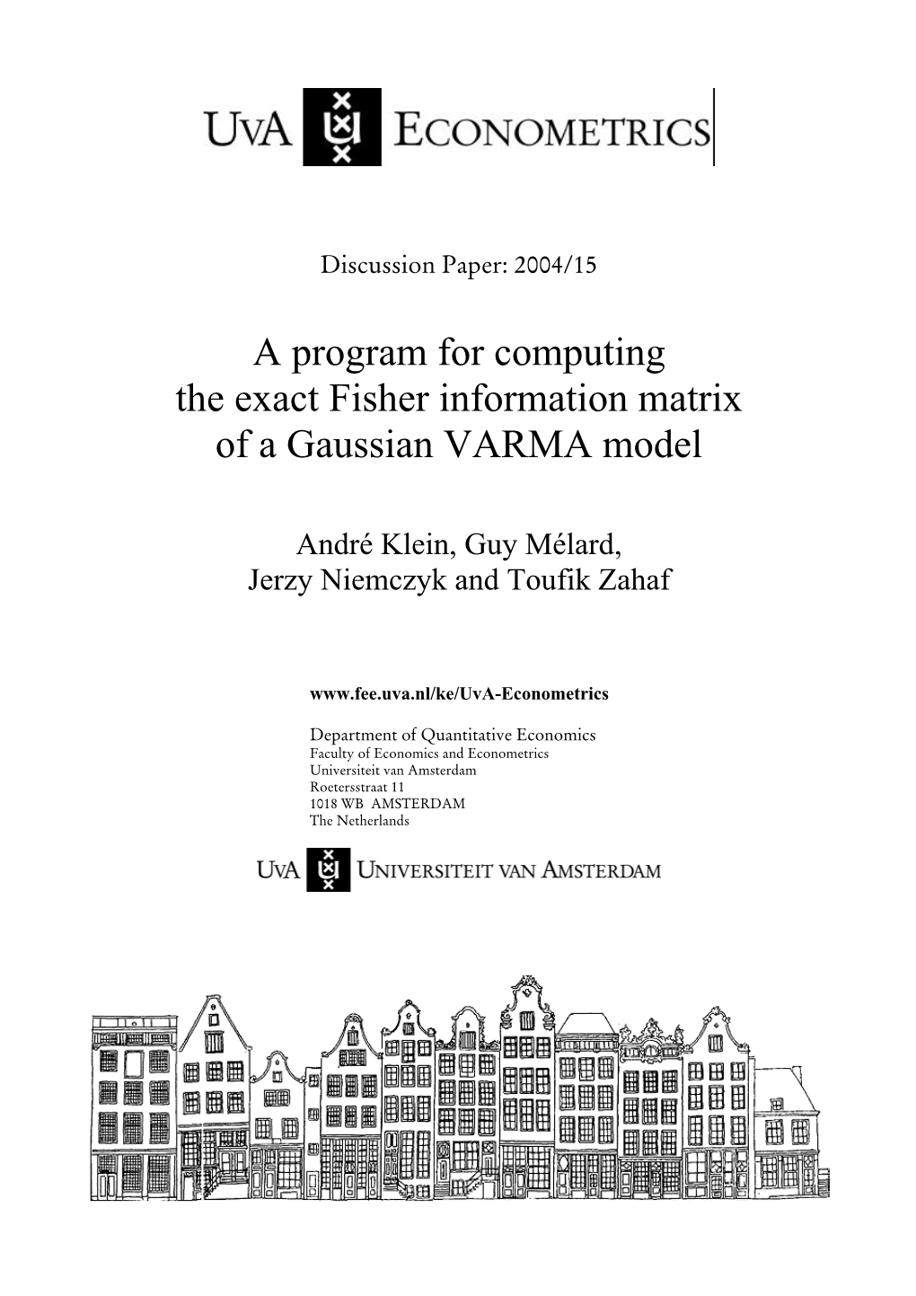 A Program for Computing the Exact Fisher Information Matrix of a Gaussian VARMA Model