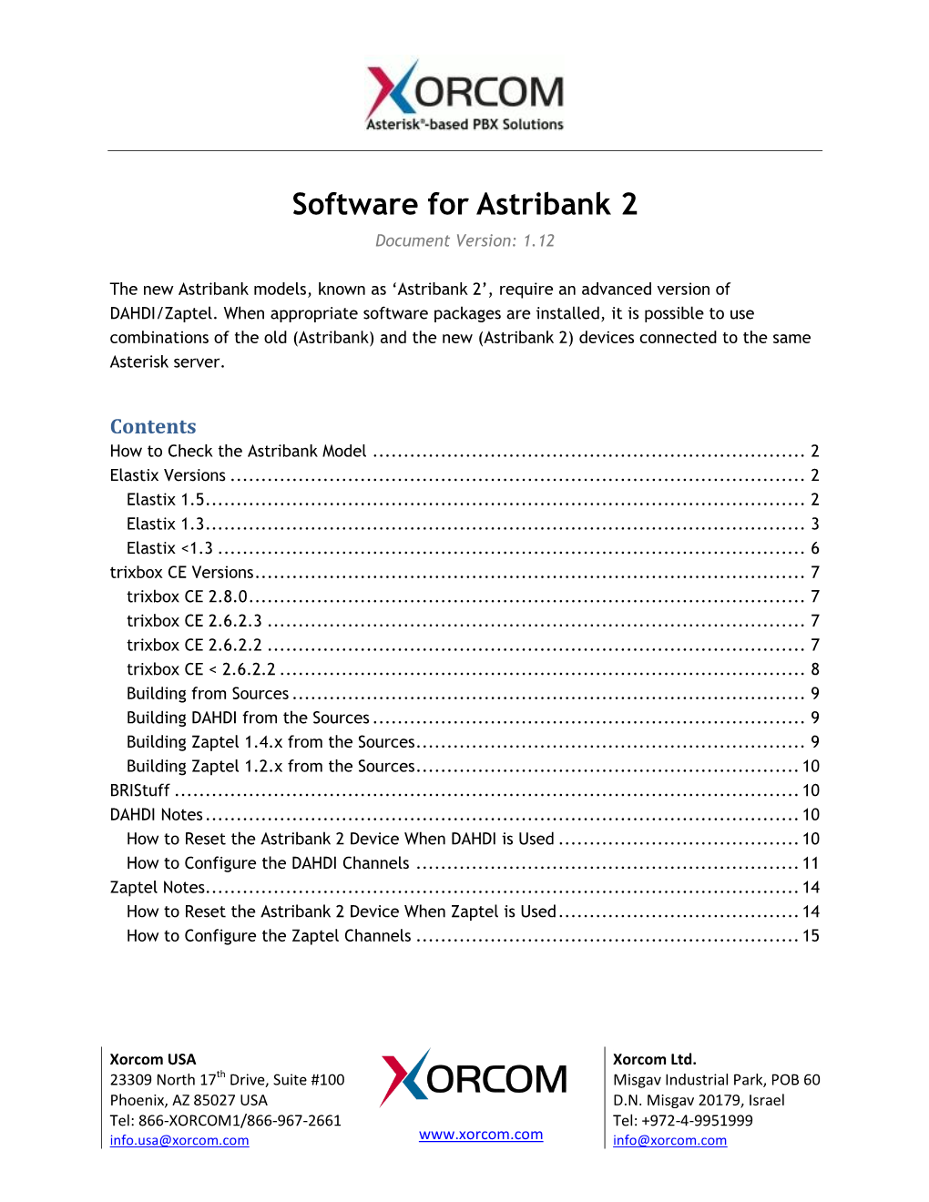 Software for Astribank 2 Document Version: 1.12