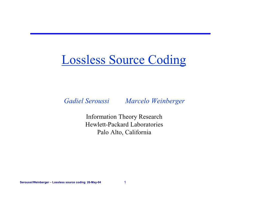 Lossless Source Coding