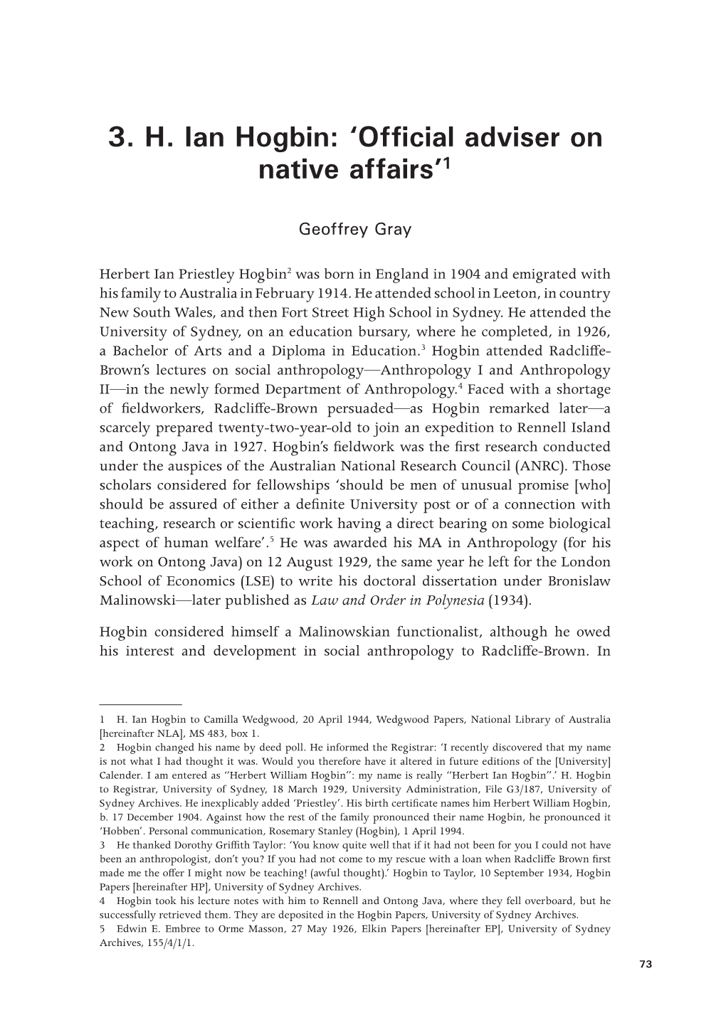 3. H. Ian Hogbin: 'Official Adviser on Native Affairs'