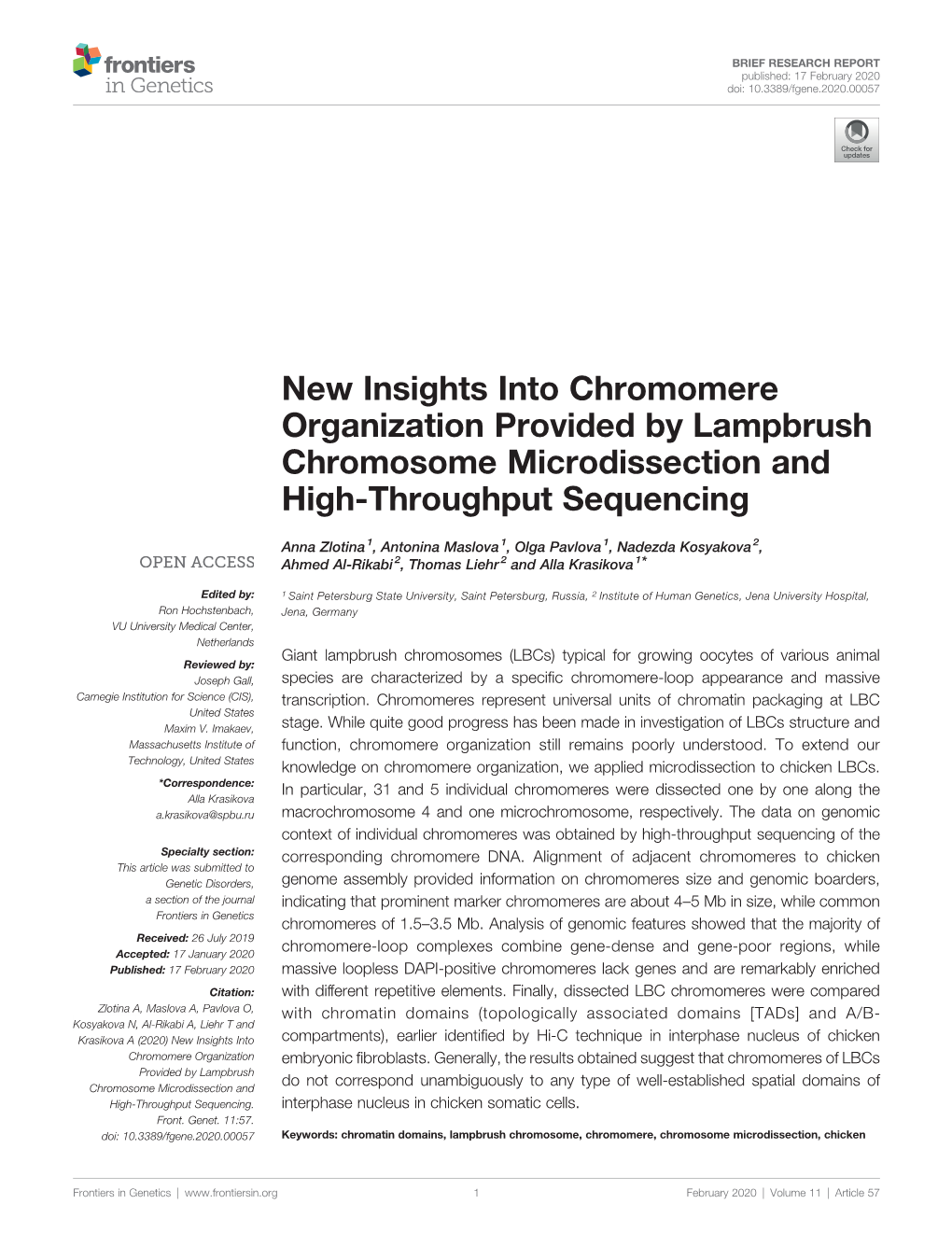 New Insights Into Chromomere Organization Provided by Lampbrush Chromosome Microdissection and High-Throughput Sequencing