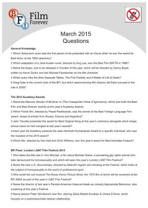 March 2015 Questions