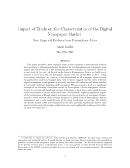 Impact of Trade on the Characteristics of the Digital Newspaper Market New Empirical Evidence from Francophone Africa