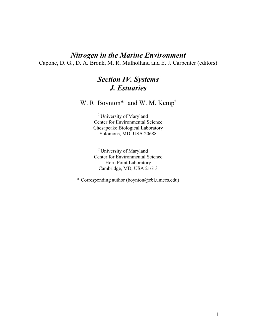 Nitrogen in the Marine Environment Capone, D