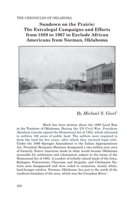 Sundown on the Prairie: the Extralegal Campaigns and Efforts from 1889 to 1967 to Exclude African Americans from Norman, Oklahoma